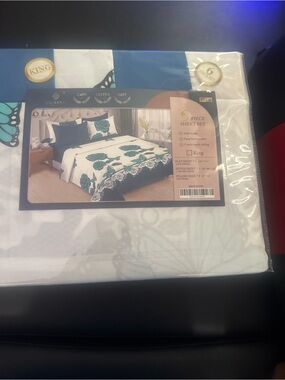 Piper Teal and White Floral Cotton Sheet Set - King
